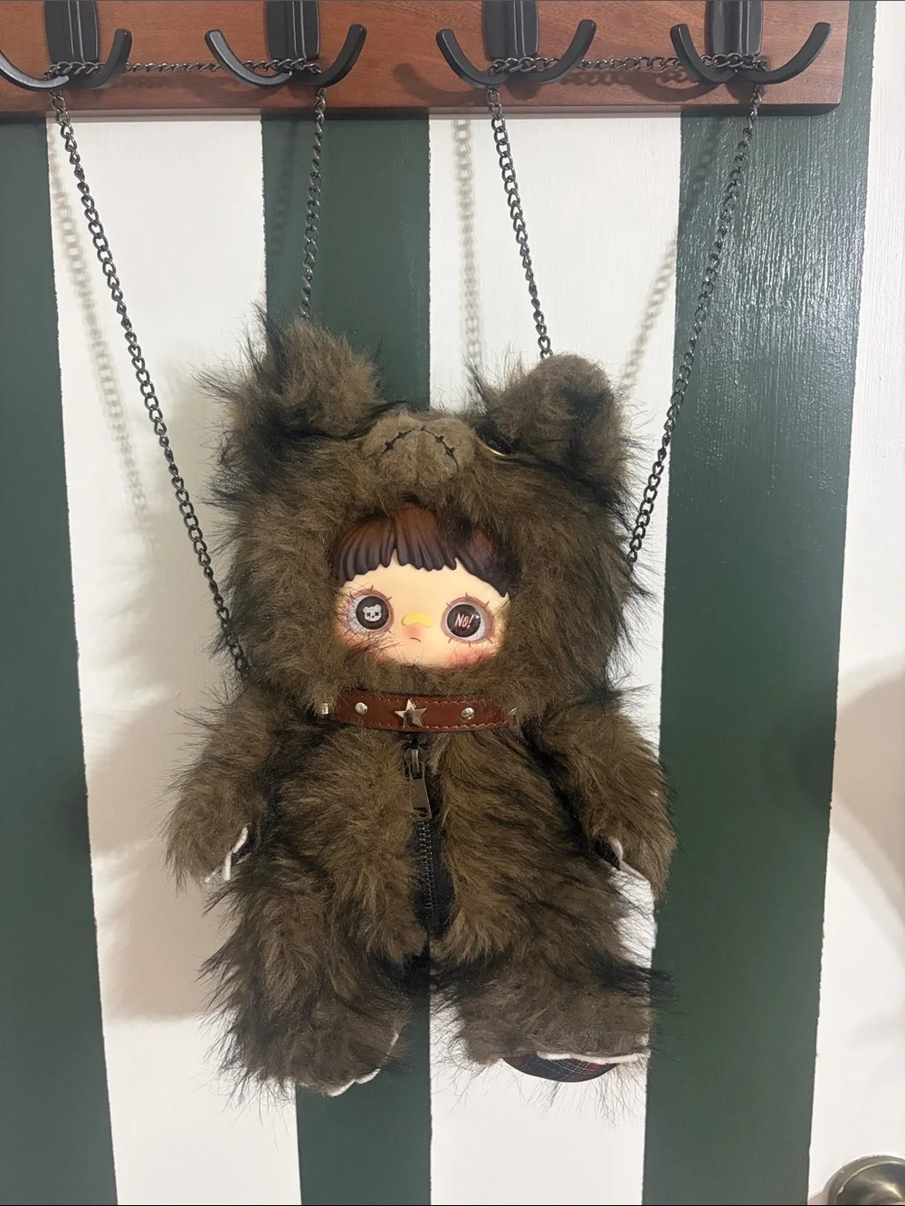 Plush Bear-Style Kids Backpack - Brown Faux Fur